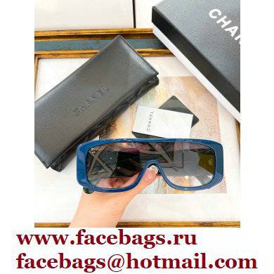 chanel Green  &  Blue Shield Sunglasses 2022